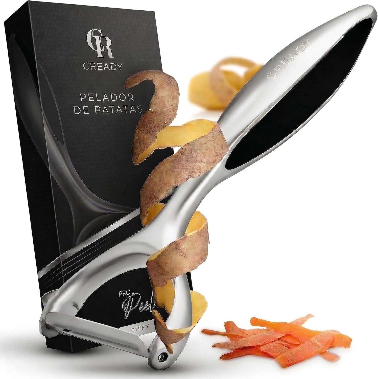 Detalle de CREADY 0001 Y-Design Peeler with Stainless Steel Blade and Non-Slip Handle