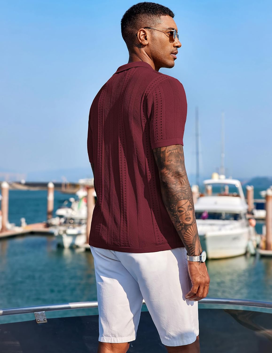 Detalle de COOFANDY Men's Knit Short Sleeve Polo shirt