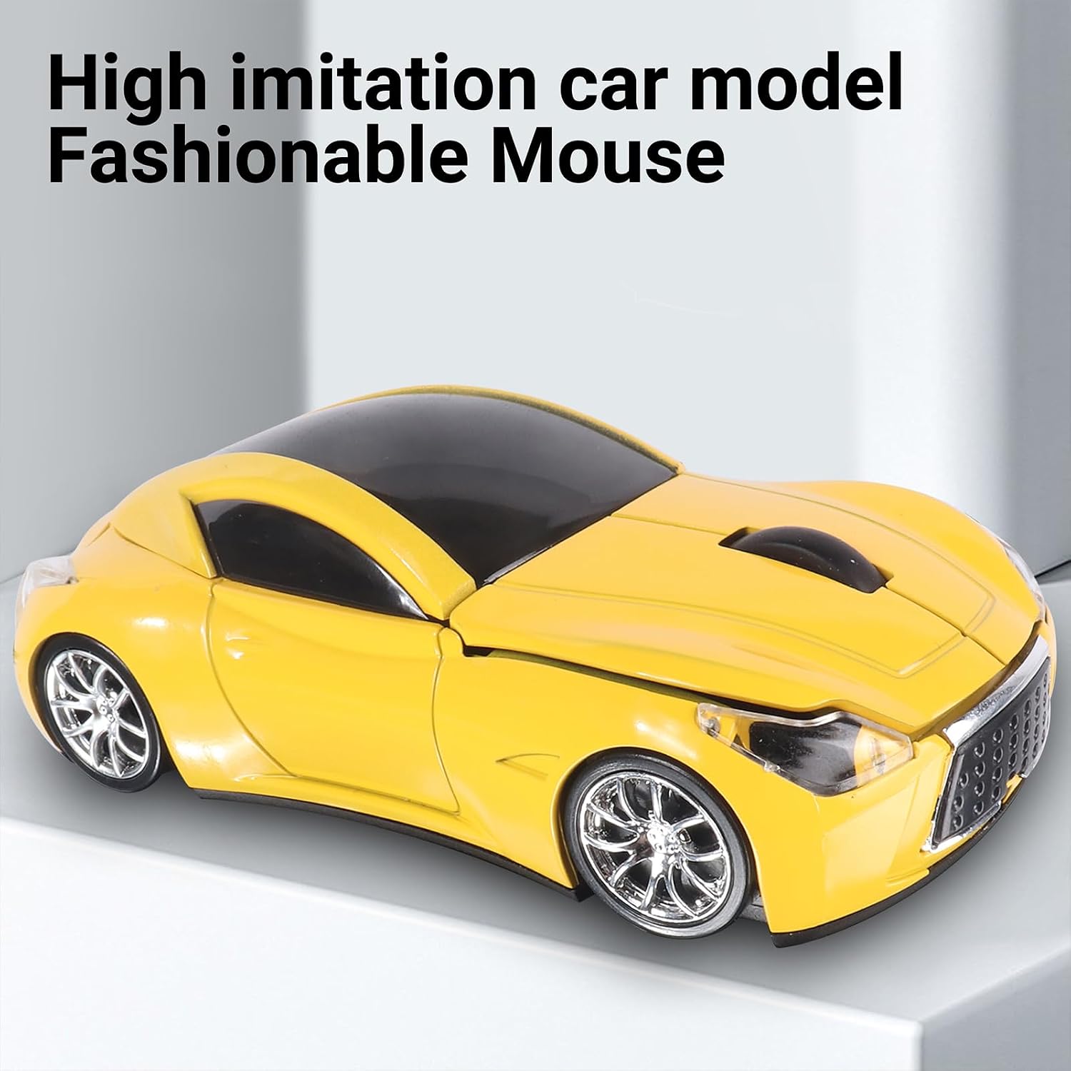 Detalle de elec Space Wireless Mini Mouse, Yellow Sports Car Design, Case, 10m Range
