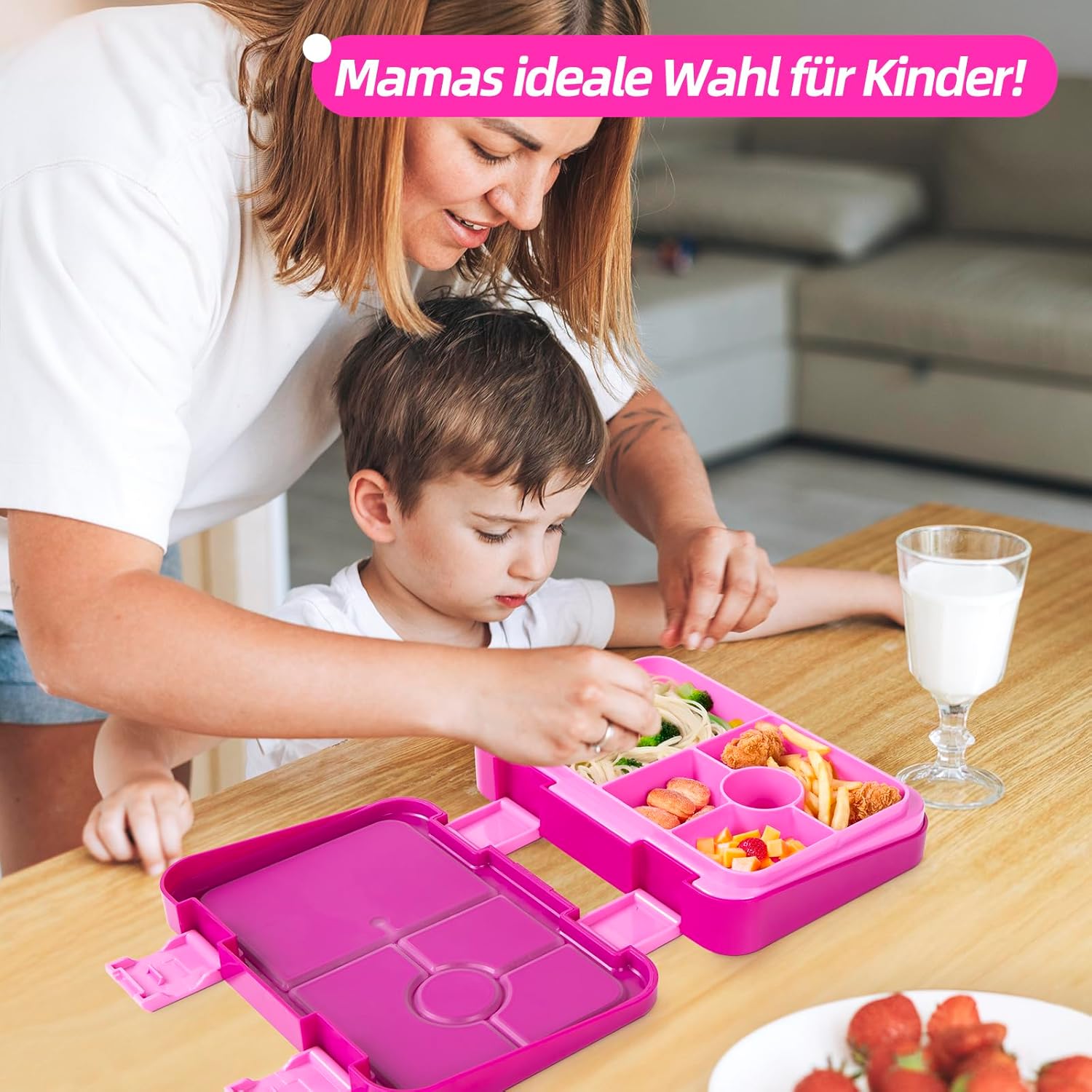Thumbnail 6 de QCQHDU Brotdose Kinder 6‑Fächer Rosa