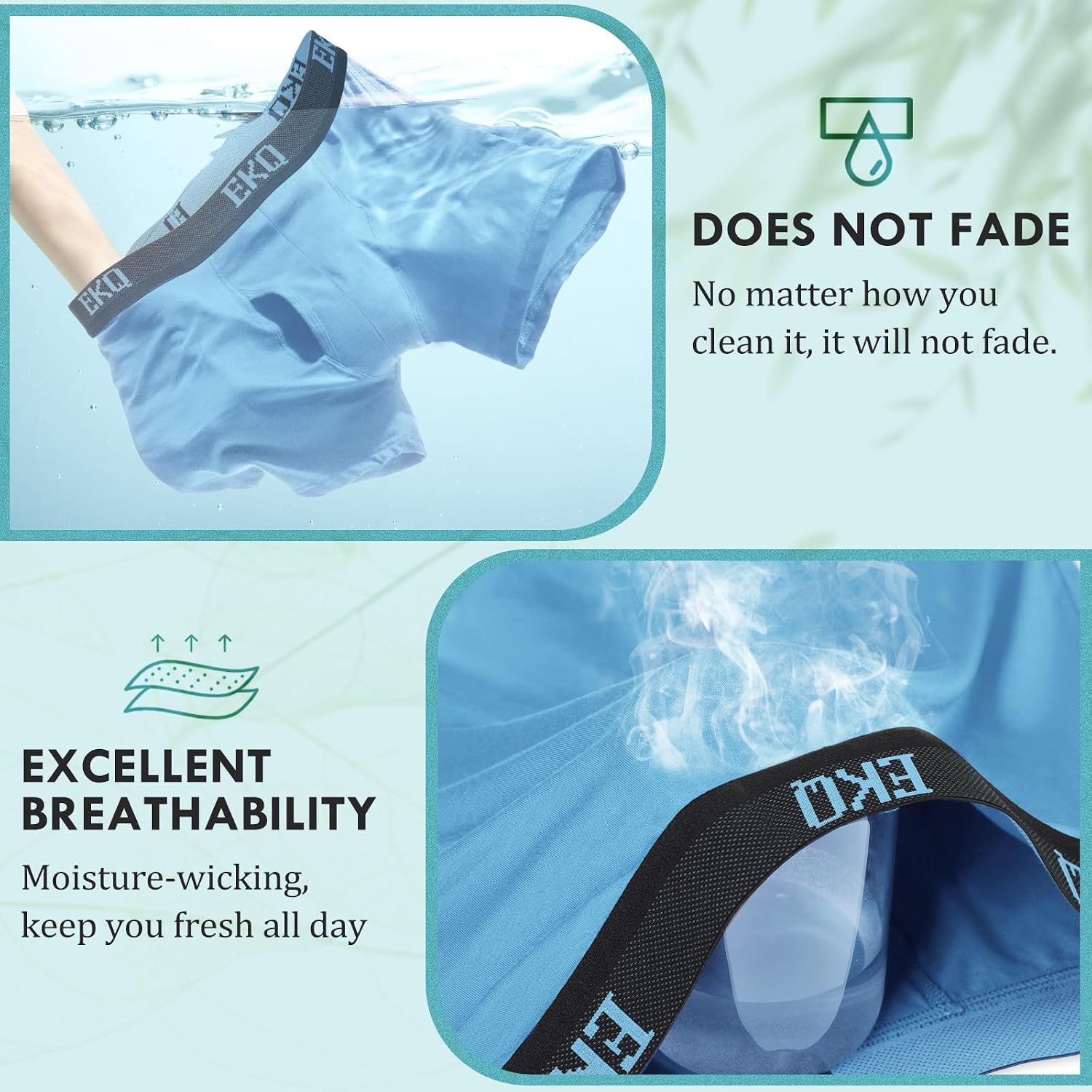 Detalle de EKQ Bamboo Boxers 7 Pack Breathable