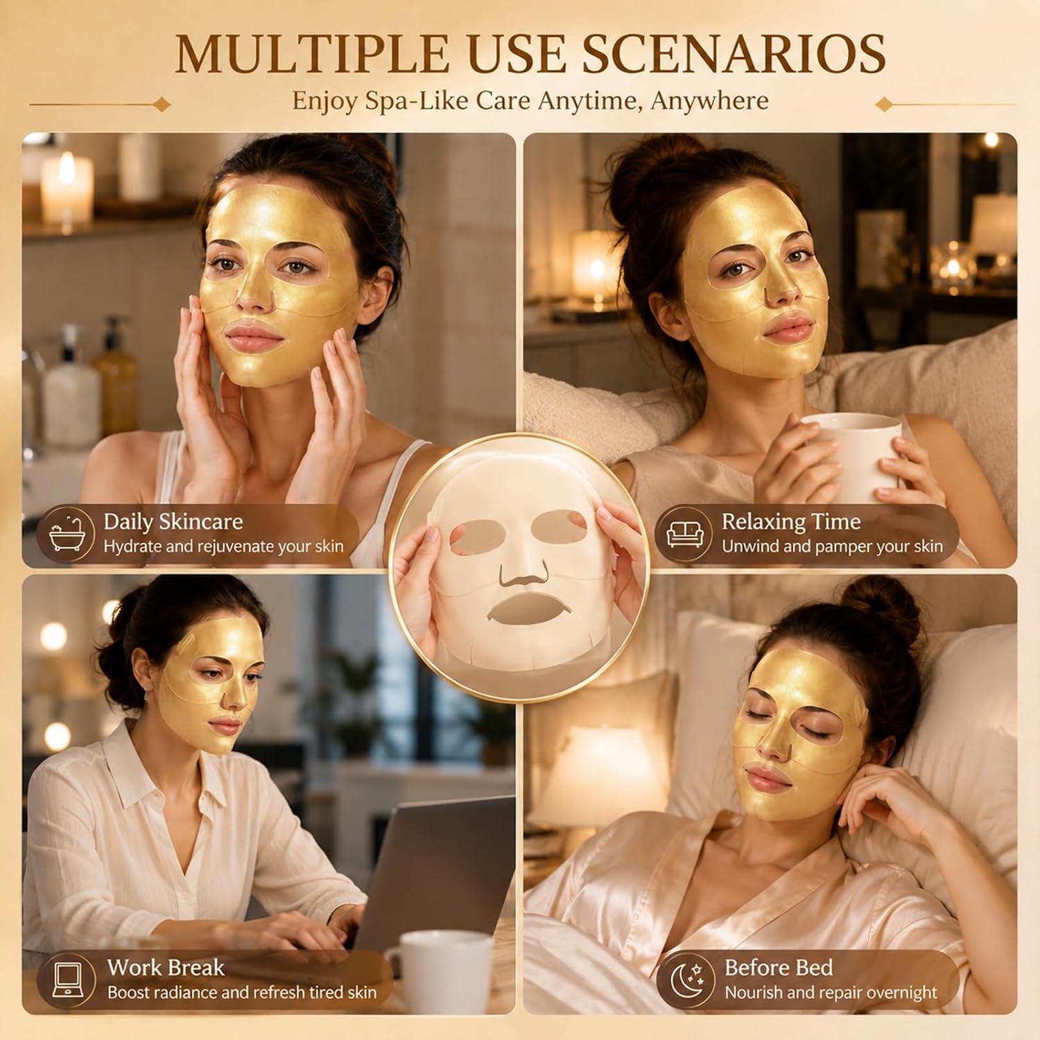 Thumbnail 6 de Masque Collagene Visage Hydratant – Masque Hydrogel Doré à Double Partie