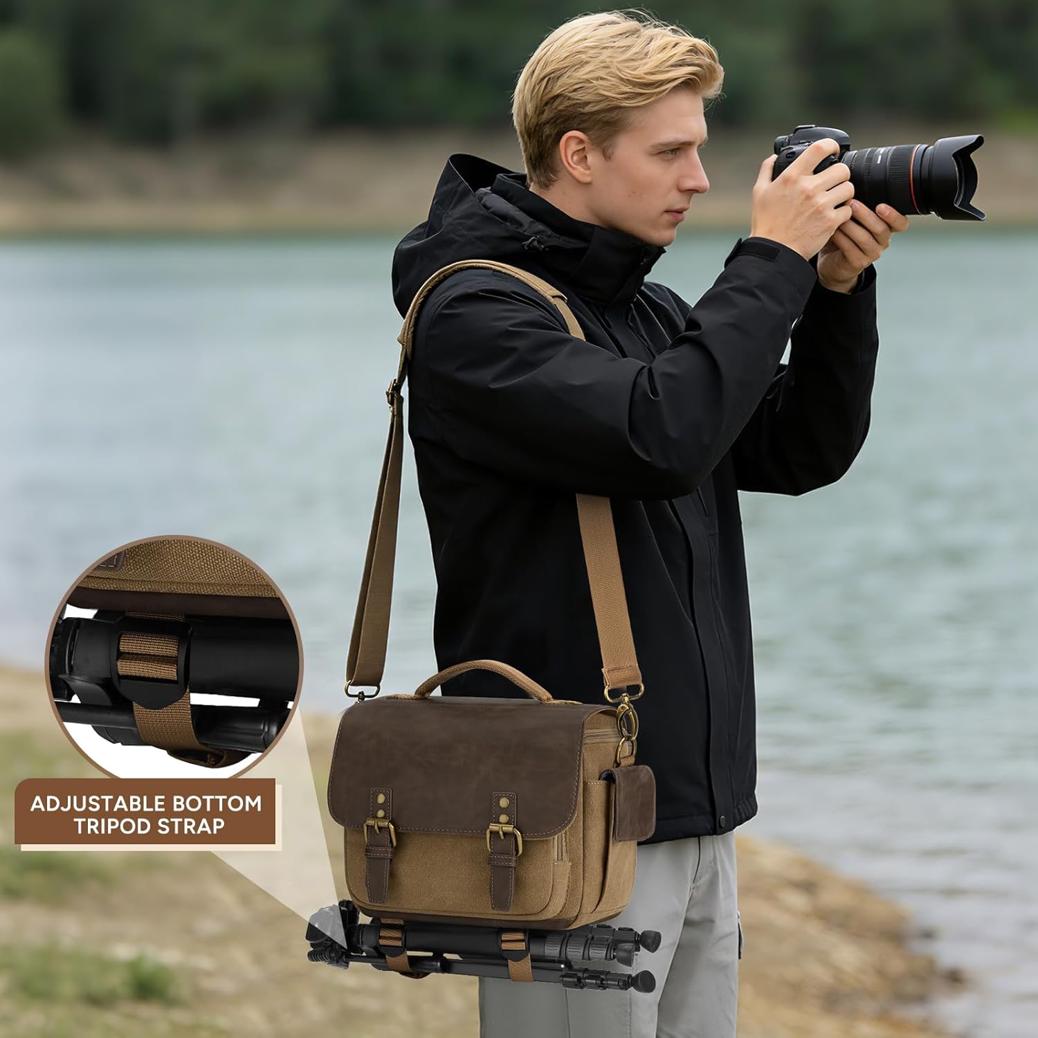 Thumbnail 6 de RAINSMORE Camera Bag, Small Sling Case for DSLR/SLR/Mirrorless