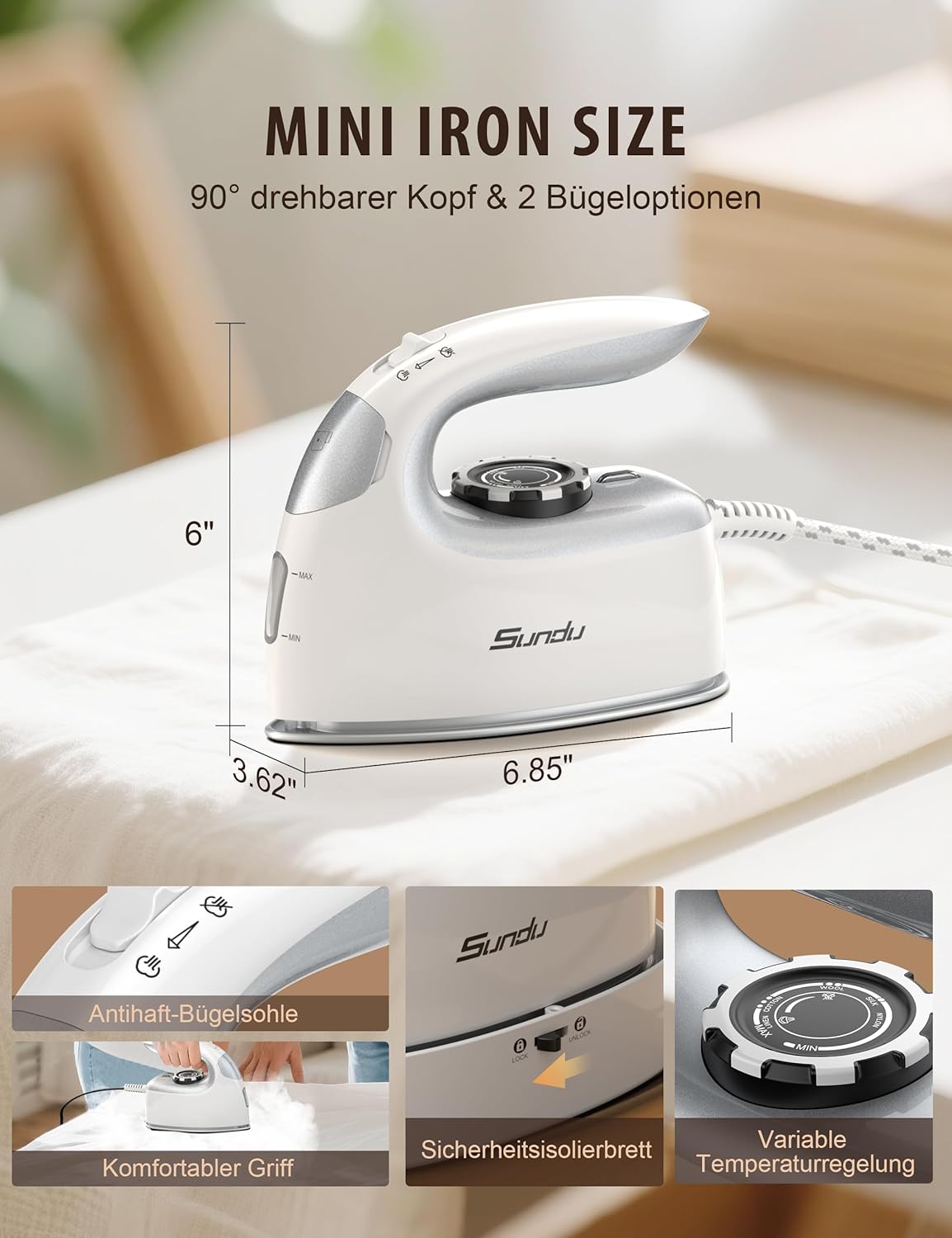 Thumbnail 1 de Sundu Reisebügeleisen 2-in-1 Dampfbügeleisen – kompakt, effizient und flexibel für unterwegs