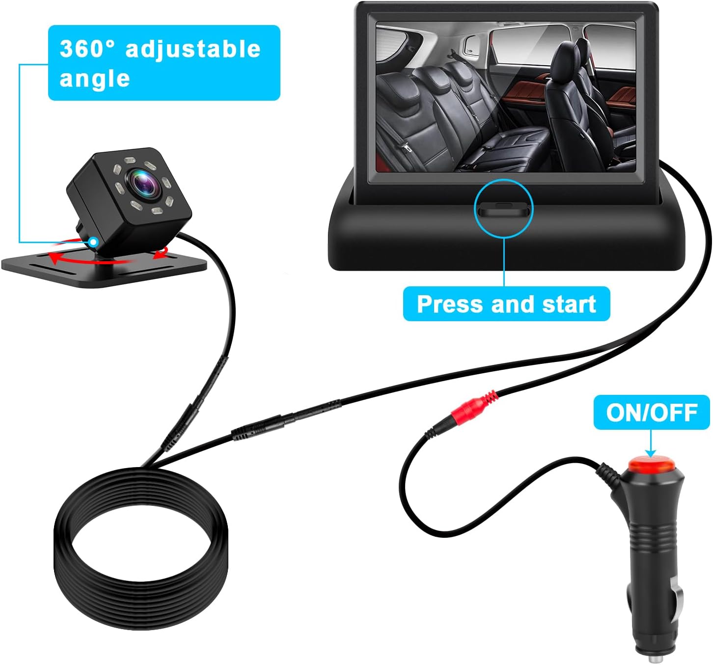 Detalle de Shynerk Baby YB-403CA Car Baby Monitor with 4.3-Inch Display and Night Vision