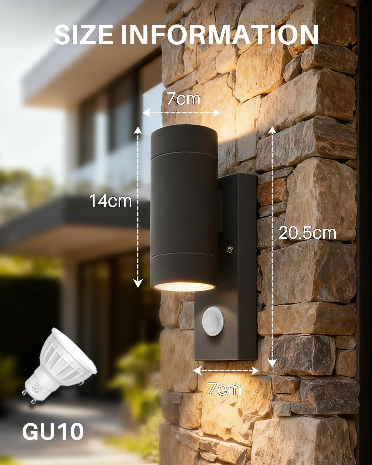 Thumbnail 1 de PIR Outdoor Wall Lights IP65 Up and Down with Motion Sensor, Anthracite (Mains Powered, GU10) – 1 Pack