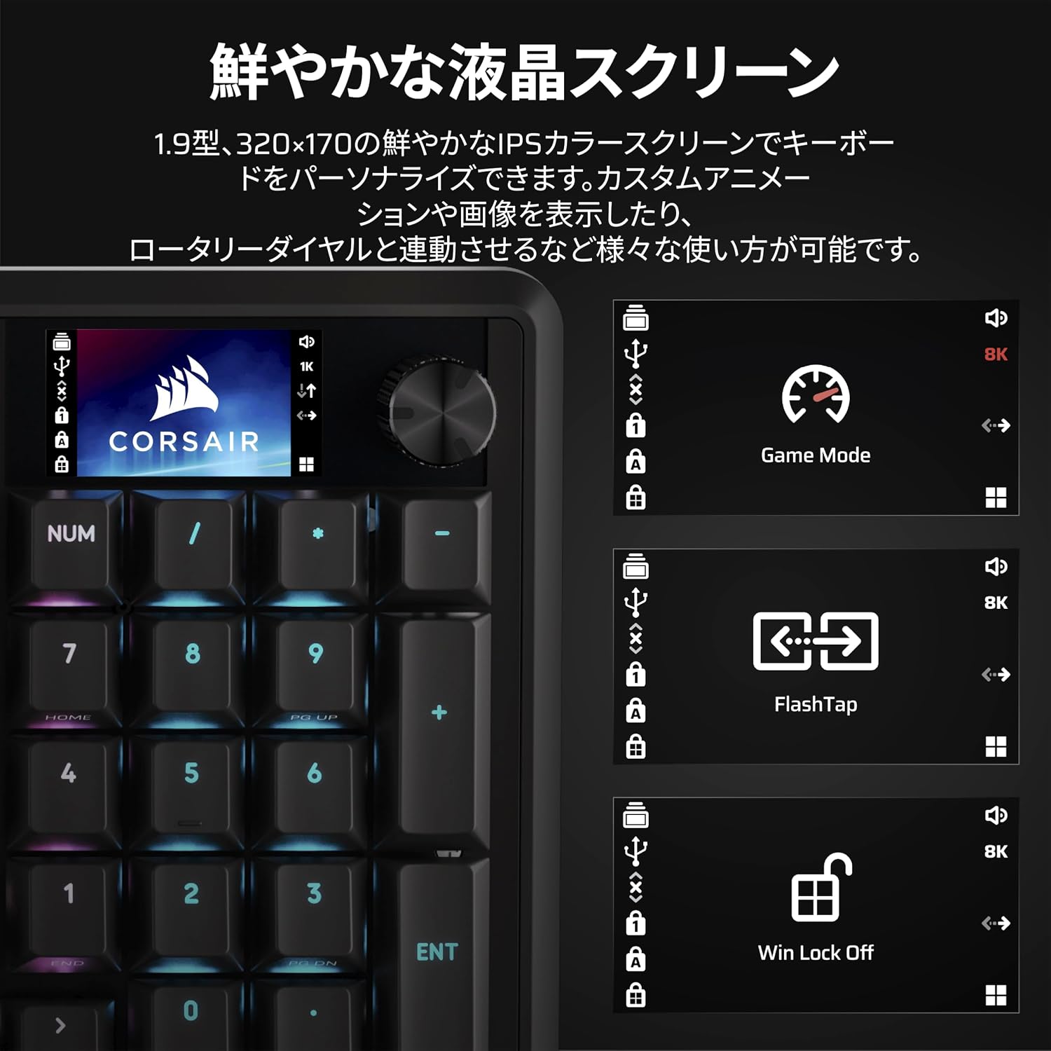 Thumbnail 5 de CORSAIR VANGUARD 96 CH-91E901F-NA 有線ゲーミングキーボード、MLX Fusionタクタイルスイッチ搭載