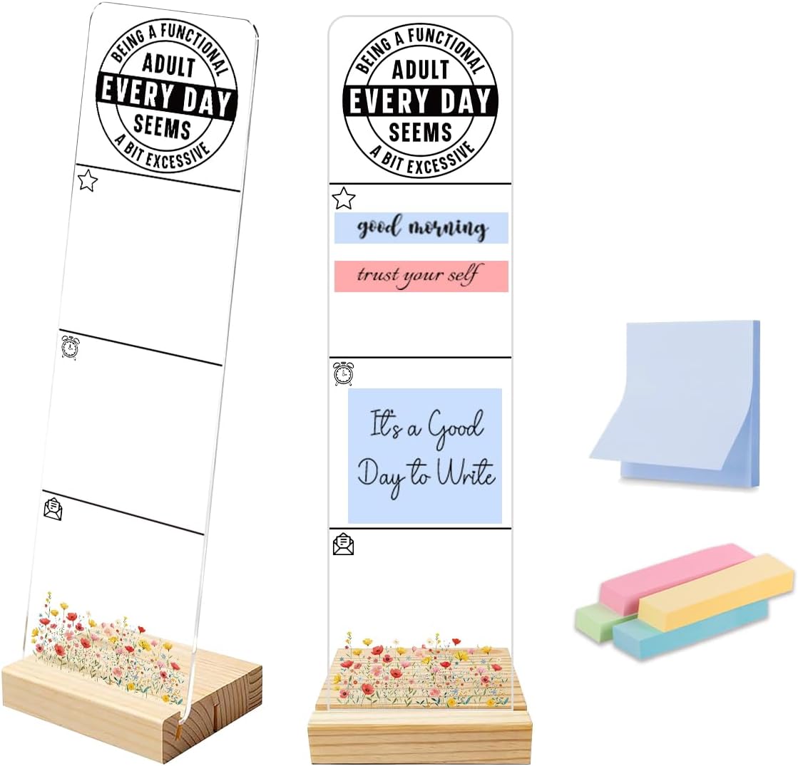 Detalle de Acrylic Sticky Note Holder with Wooden Base