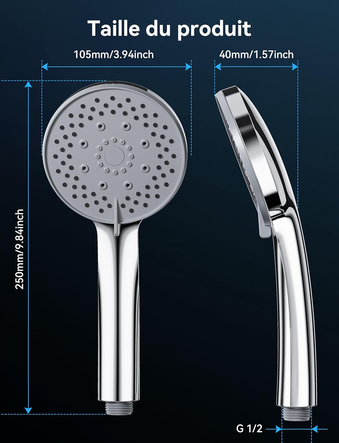 Thumbnail 5 de Pommeau de douche haute pression dothnix avec tuyau 1,5 m – 5 modes