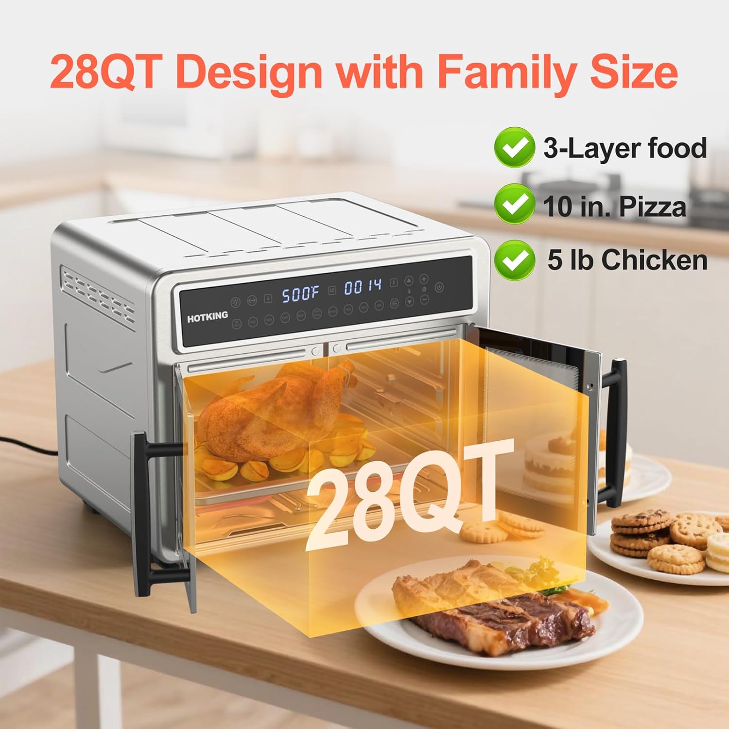 Detalle 2 de HotKing Air Fryer Toaster Oven 28 QT