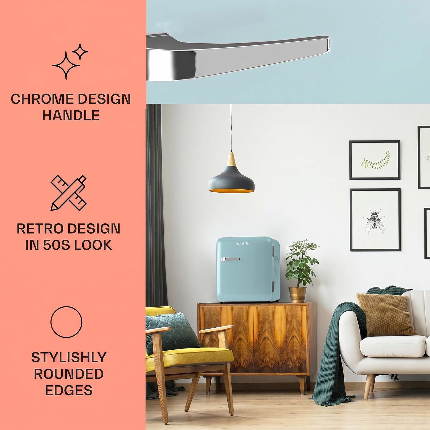 Thumbnail 2 de Klarstein Audrey 48 Mini Fridge, 48L Retro Design with Adjustable Shelves