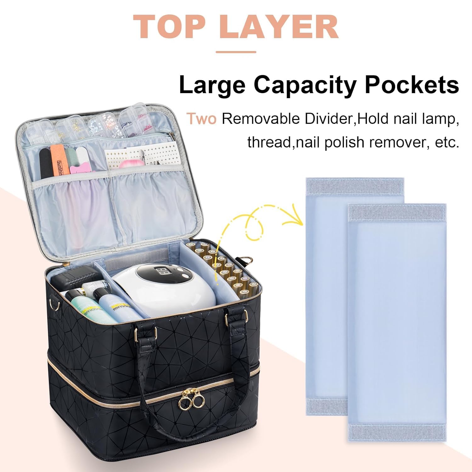 Detalle de Uross Nagellack Organizer für 84 Flaschen und LED-Tasche