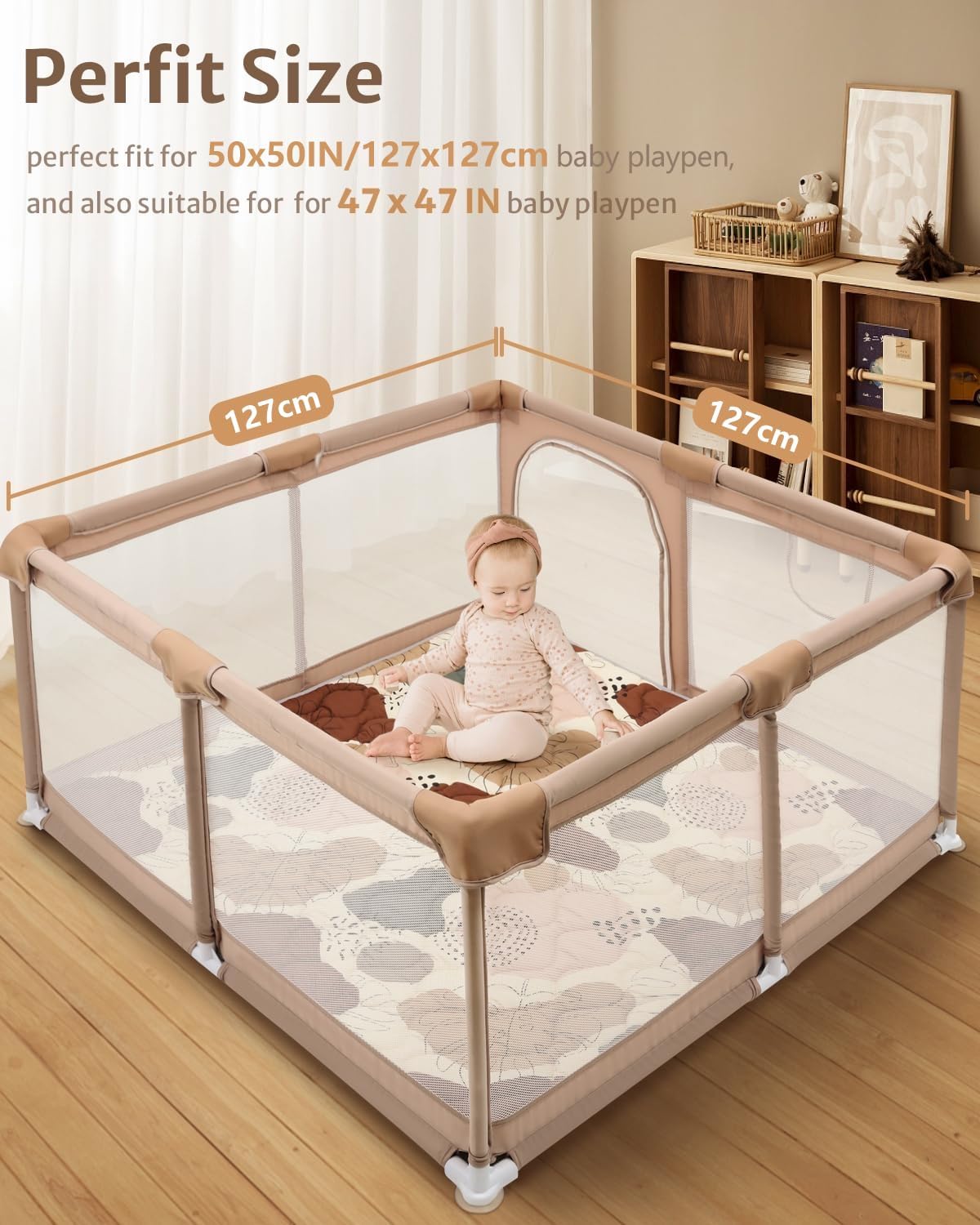 Detalle 2 de Lambluefly Tapis d'éveil bébé 127×127 cm antidérapant