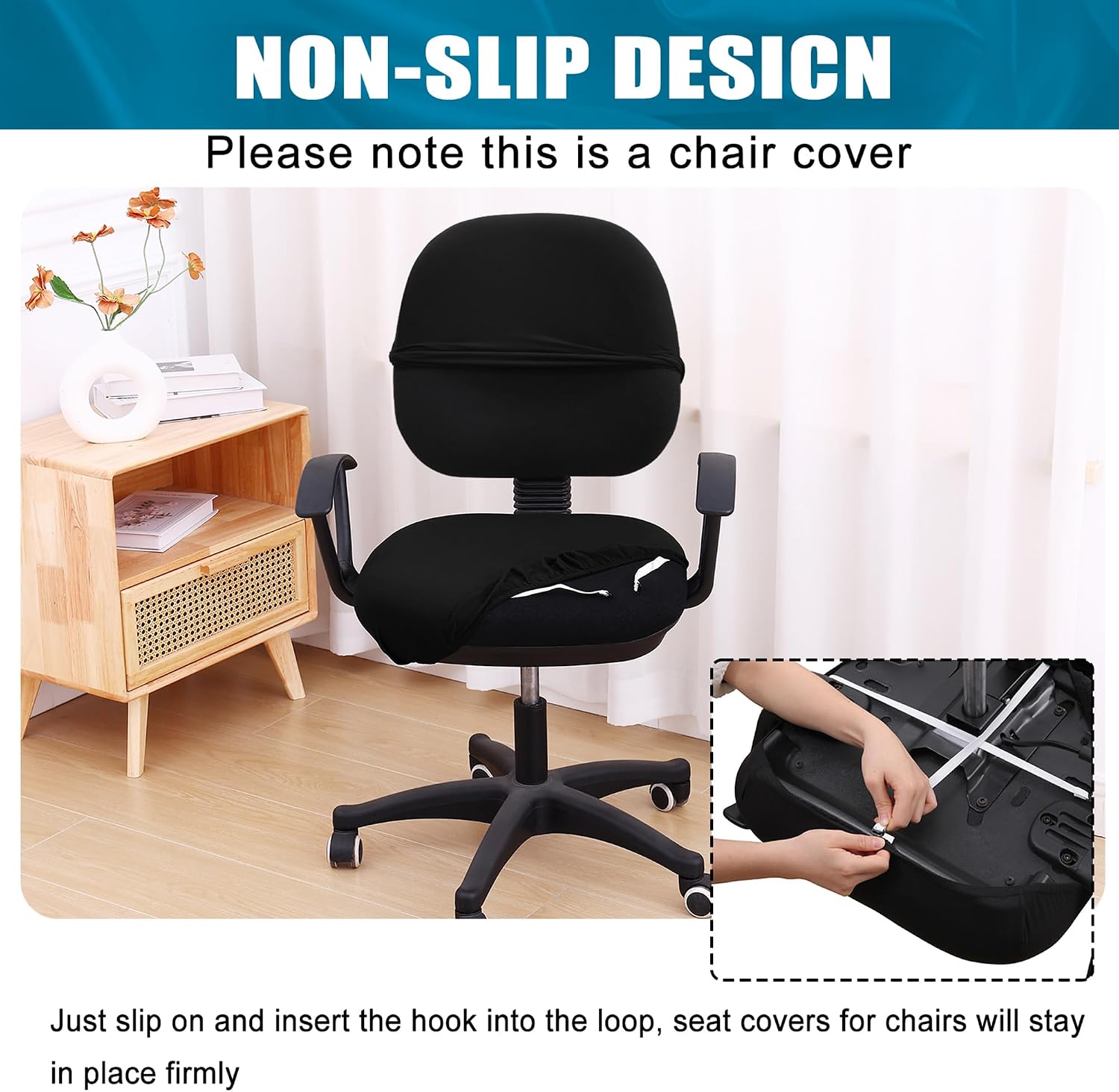 Thumbnail 2 de Smiry Printed Office Chair Cover for Seat and Backrest, Stretch Fabric