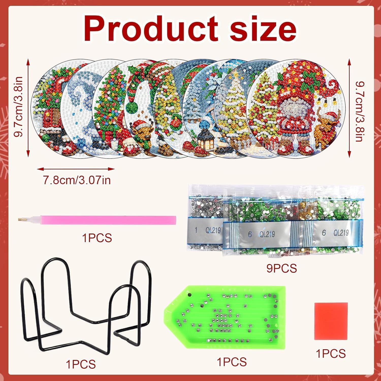 Detalle 2 de Axquilon Diamond Art Coaster Kit, 4x4 in
