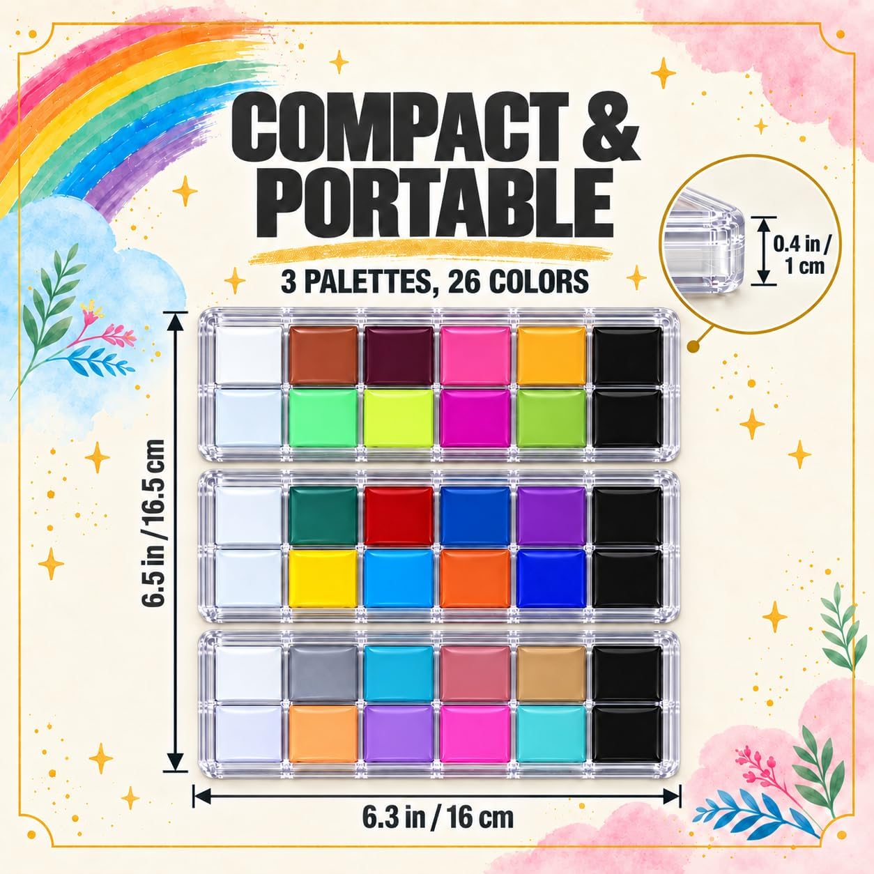 Detalle 1 de QUSTGO 26-Colour Oil-Based Face Paint Palette for Halloween and Cosplay