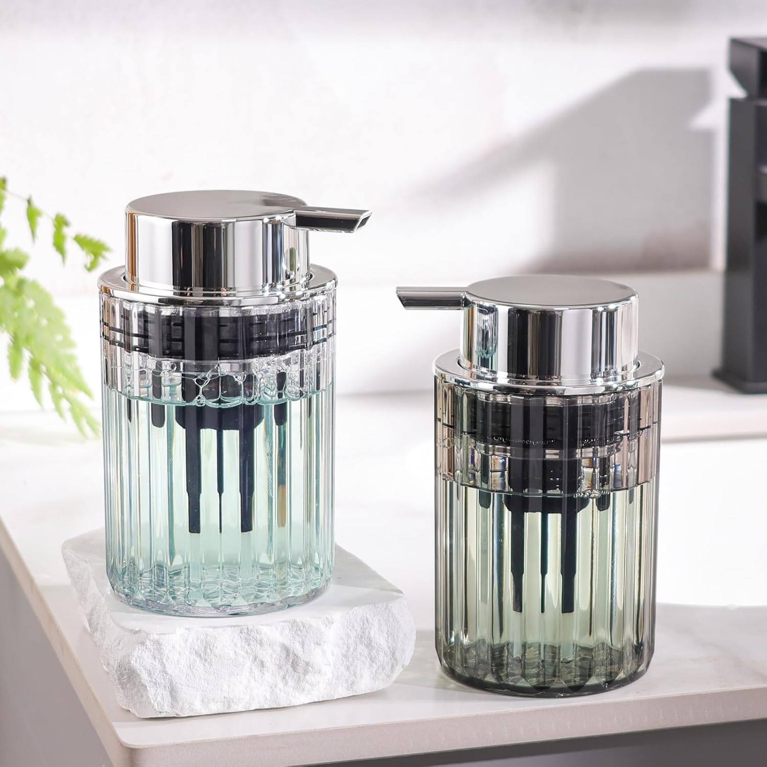 Thumbnail 4 de Soap Dispenser, Plastic Liquid Lotion Dispenser 250ml — Transparent Grey with Large Pump