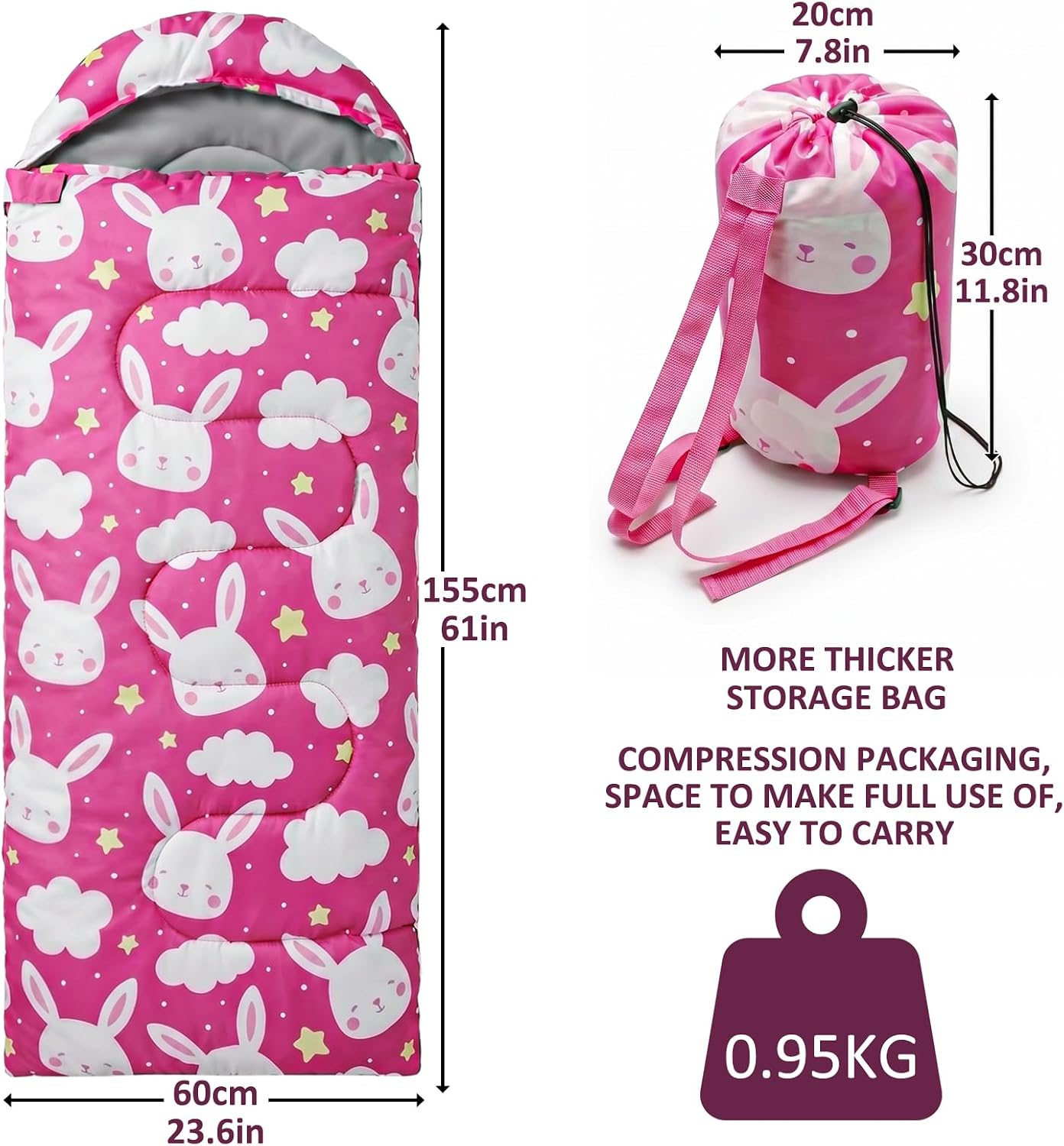 Detalle 2 de TUPHEN TP-SDET-Pink kinderslaapzak, 3 seizoenen, 950 g met draagtas