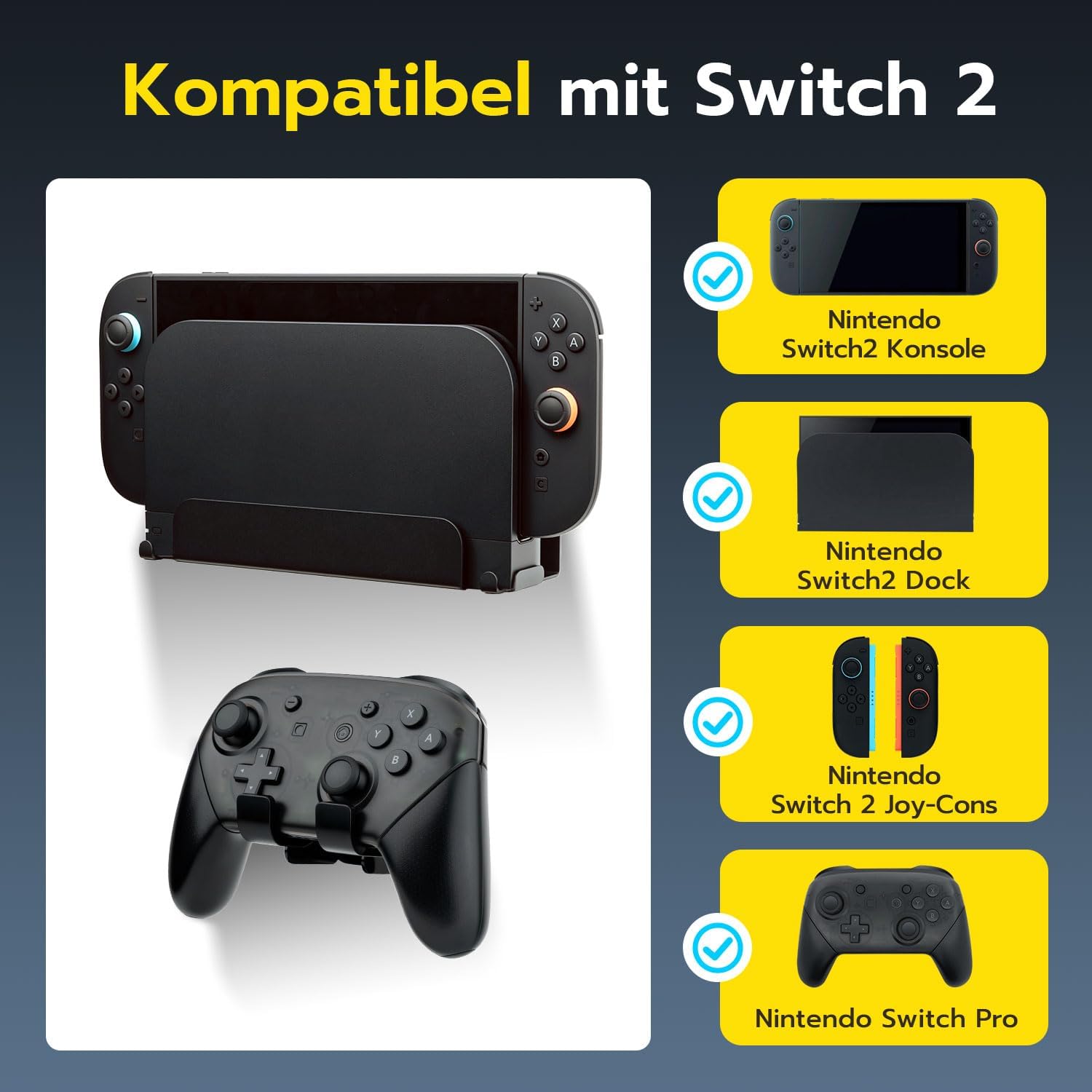 Thumbnail 1 de Wigearss Wandhalterung aus Metall für Nintendo Switch 2 – stabile Lösung mit JoyCon-Haken und Pro Controller Halter