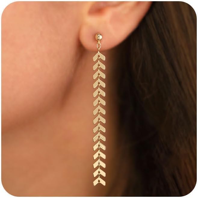 Detalle de HANLI Gold Dangle Earrings for Women – S925 Sterling Silver Hyde Drop Jewellery