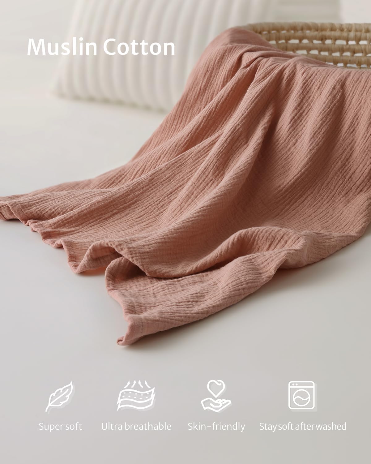 Thumbnail 1 de Blissful Diary Muslin Nursing Cover for Breastfeeding (Dusty Pink)