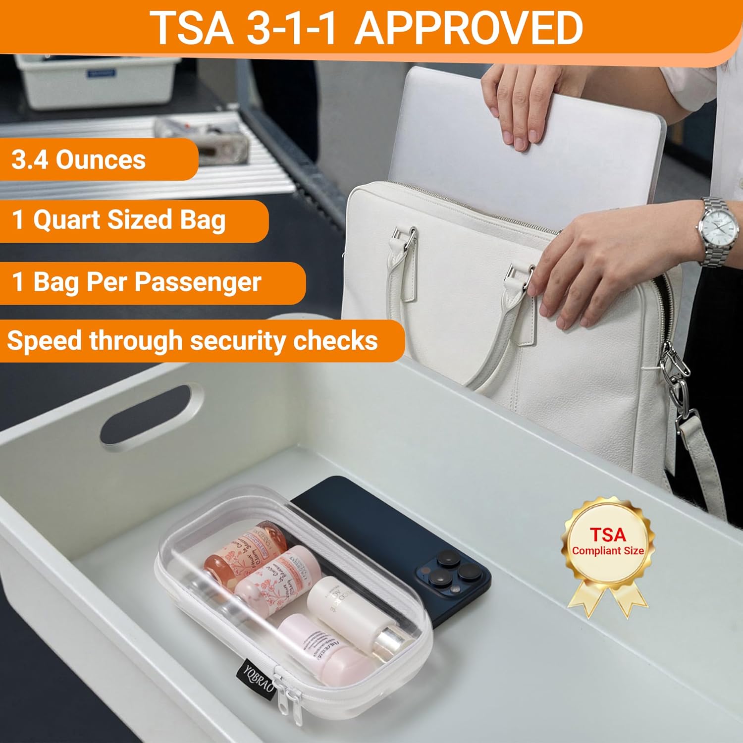 Thumbnail 6 de YQBRAO 3-Pack Clear Hard Shell Zipper Case (1.2mm) TSA-Approved Clear Travel Pouches