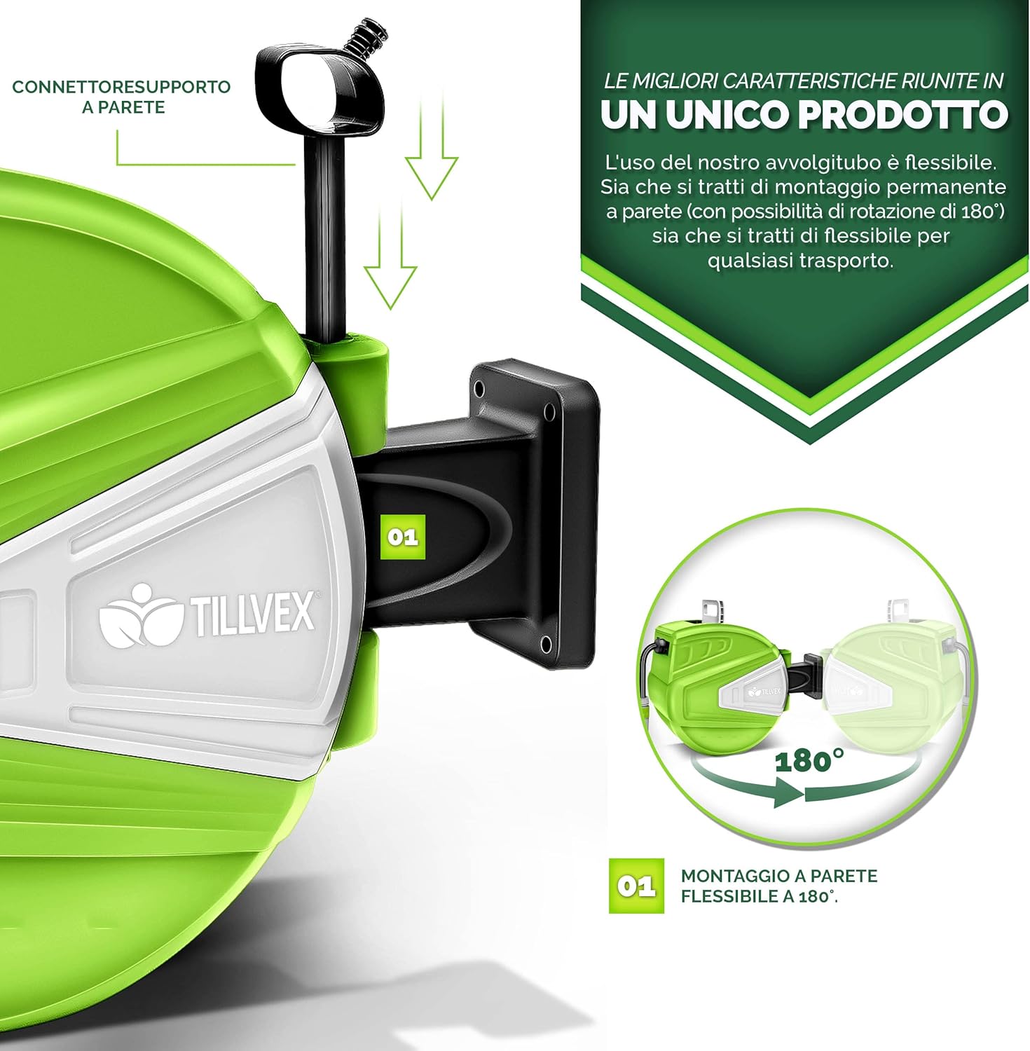 Detalle 2 de tillvex Avvolgitubo 30m da parete Girevole