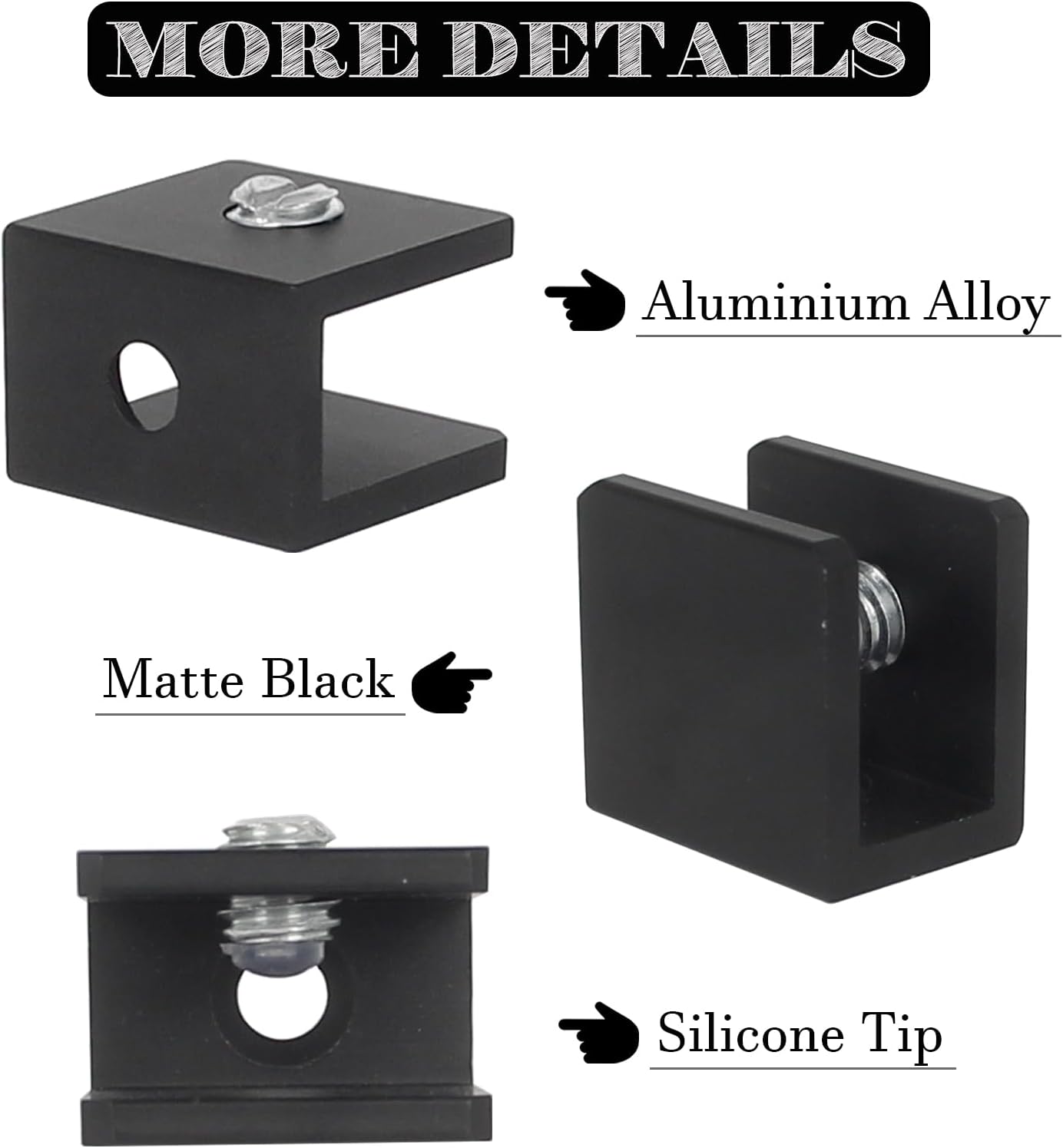 Thumbnail 3 de WANLIAN Adjustable Glass Shelf Brackets, Aluminium Alloy