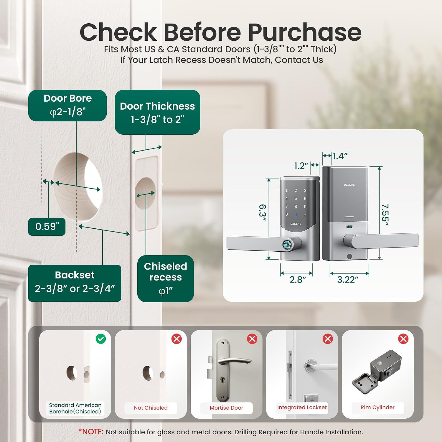 Thumbnail 6 de DESLOC K221 Fingerprint Smart Door Lock with Handle, Built-In Wi-Fi and Keypad