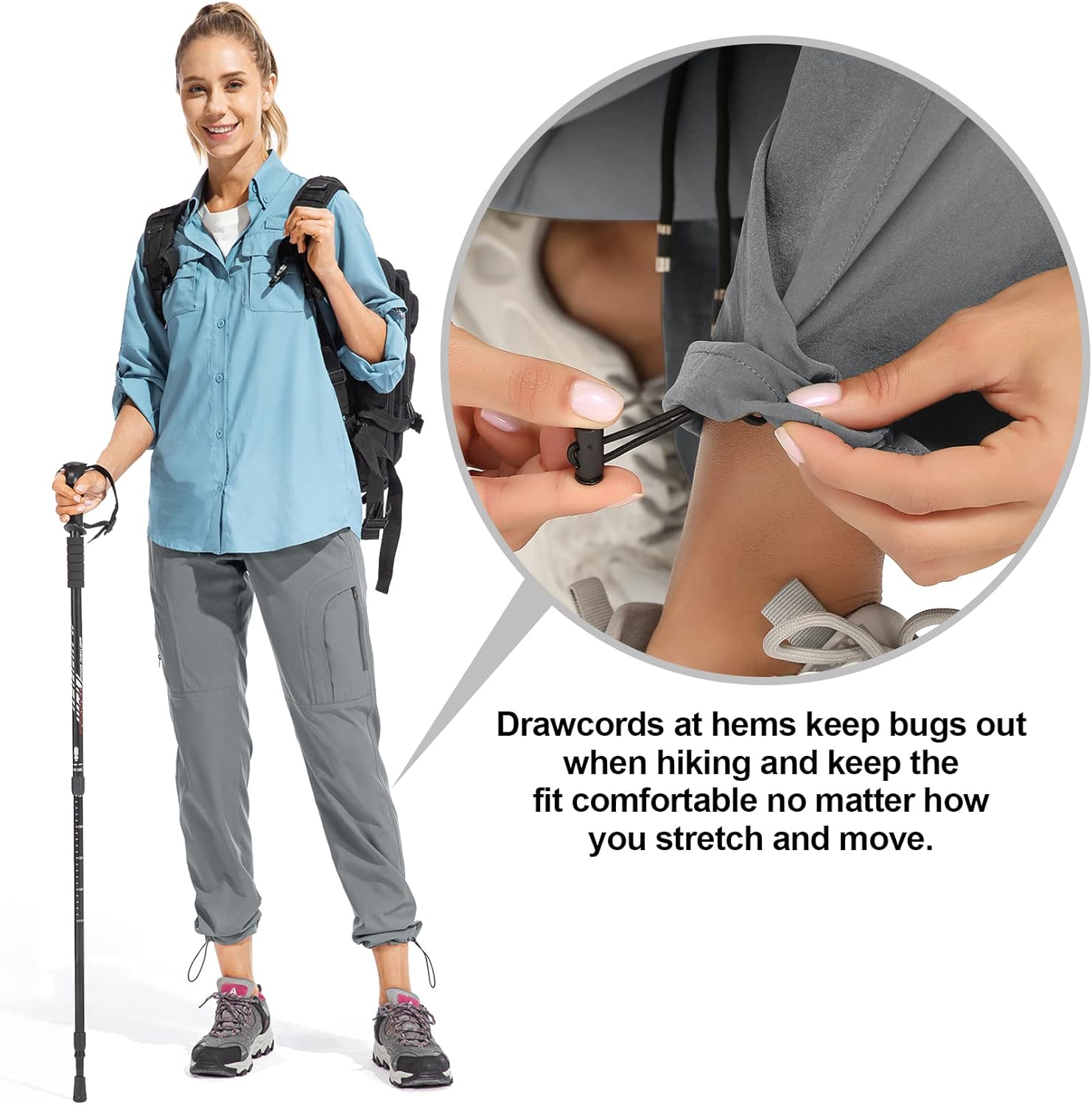 Thumbnail 4 de yeyity Damen-Wanderhose „Wanderhose“: leichte Quick-Dry Trekkinghose mit UV-Schutz und Cargotaschen