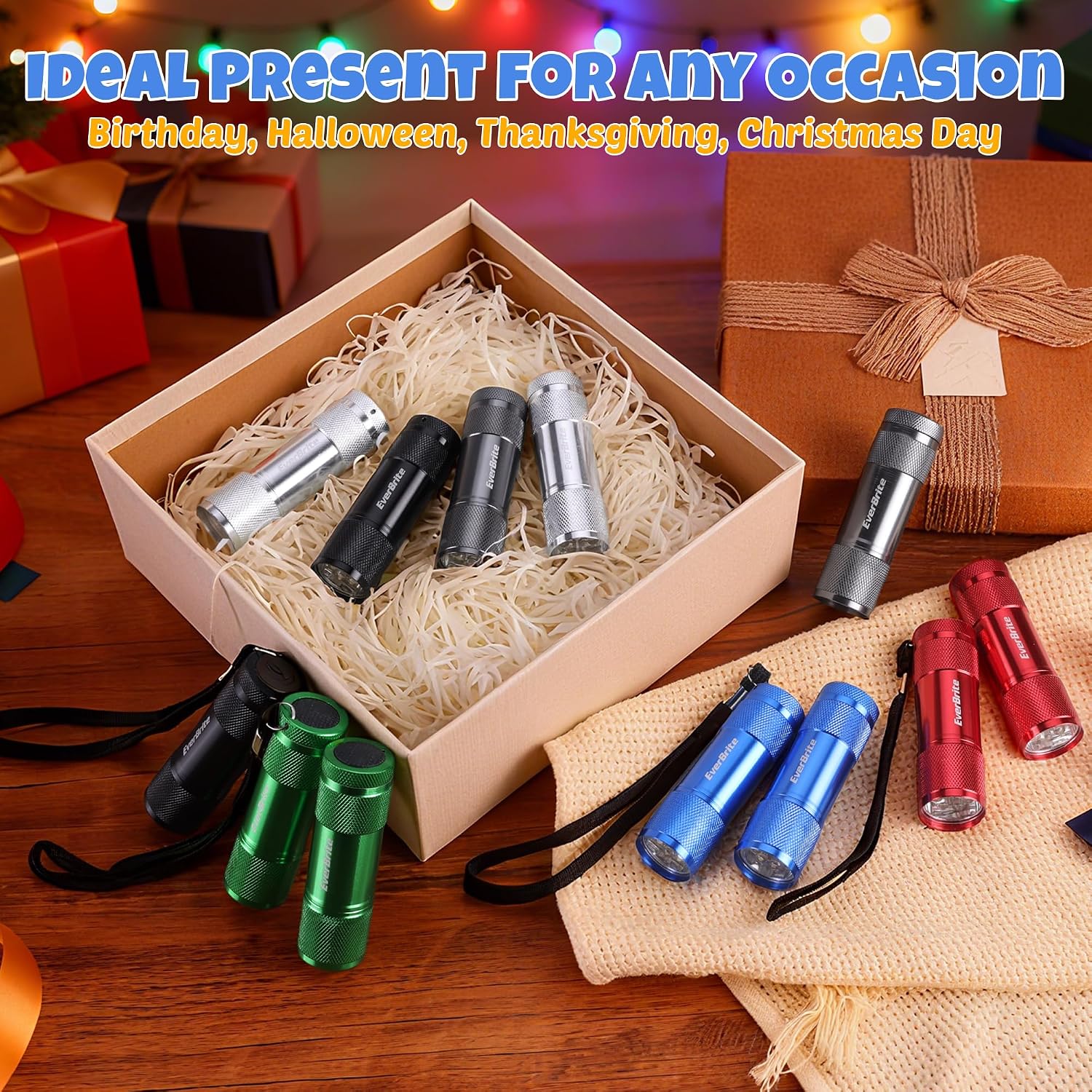 Detalle de EverBrite E000007 18-Pack Mini LED Flashlights, Aluminum, 6 Colors