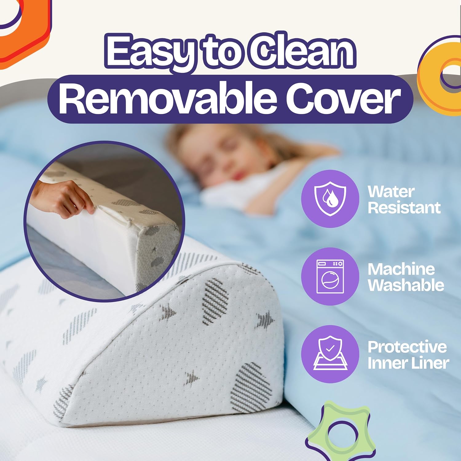 Detalle de ComfyBumpy Toddler Bed Bumper, 52" x 5" Foam Rail with Non-Slip Base