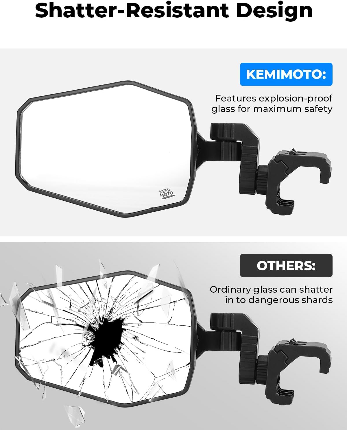 Detalle 2 de KEMIMOTO UTV Side Mirrors with ABS Housing
