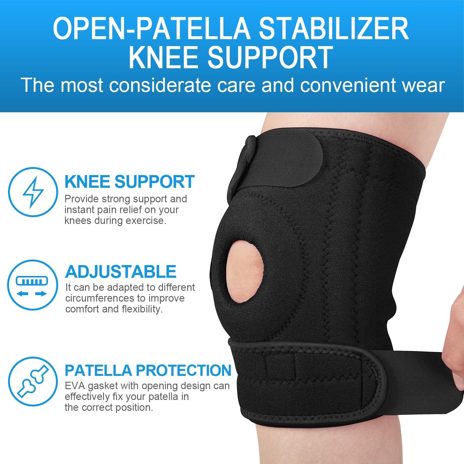 Detalle de AVIDDA Knee Support open‑patella brace 12.5"–18.5" 🩺