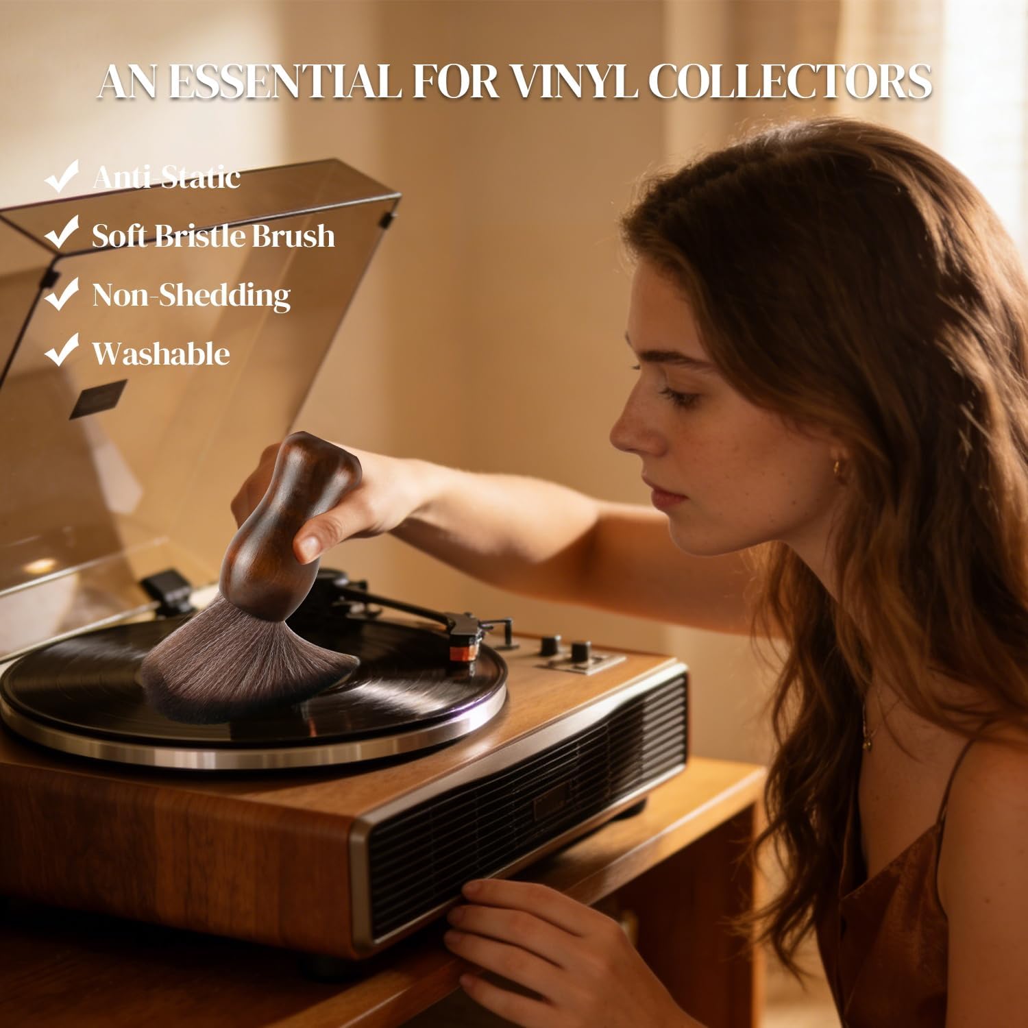Thumbnail 6 de XQ XIAO QIAO Vinyl Record Cleaning Brush – Anti-Static Dust Cleaner with Camphor Wood Handle