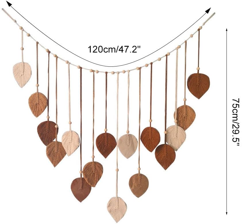 Thumbnail 3 de BDKMMS Large Macrame Wall Hanging – Leaves with Wooden Bead Detail