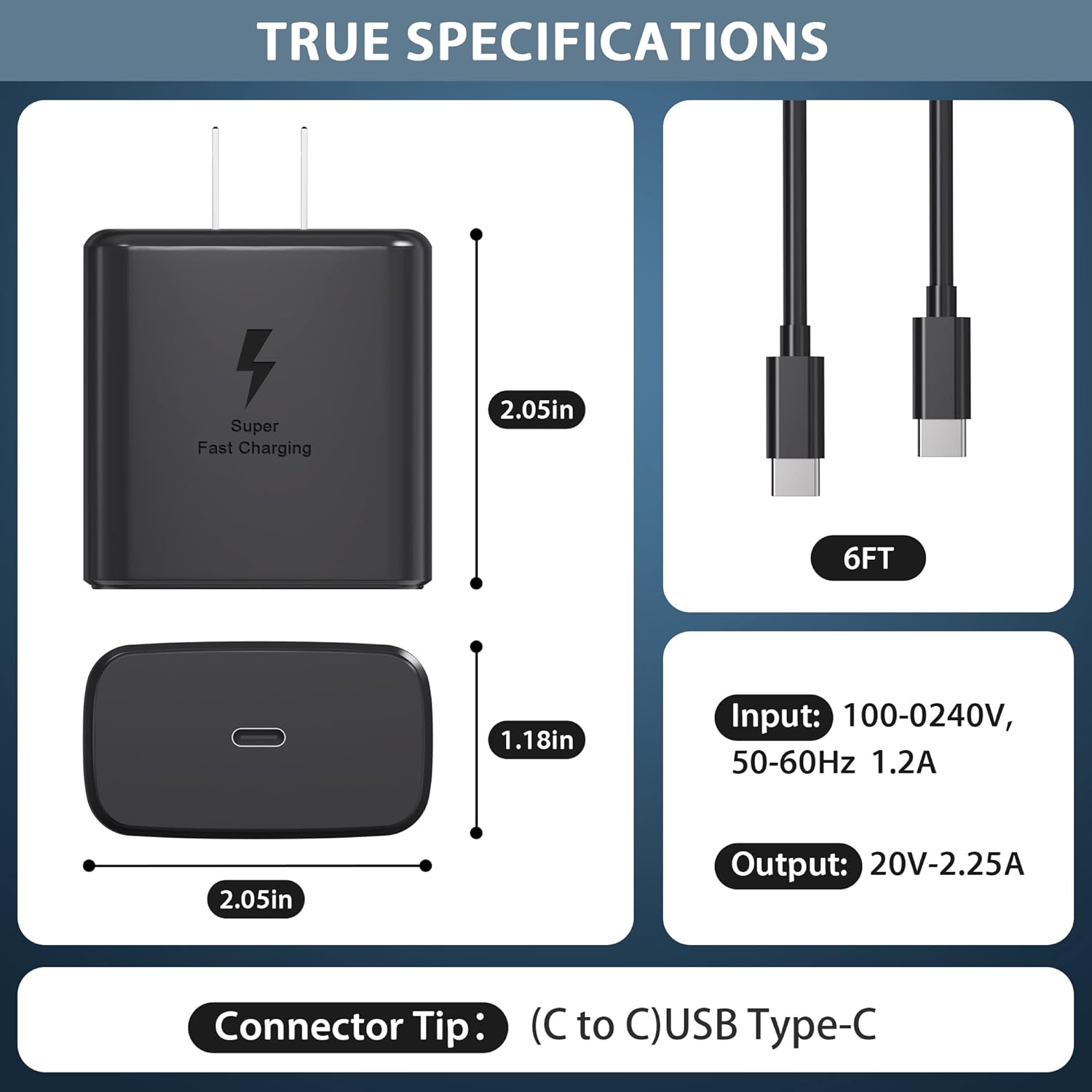Detalle de 45W Super Fast USB-C Charger 6ft