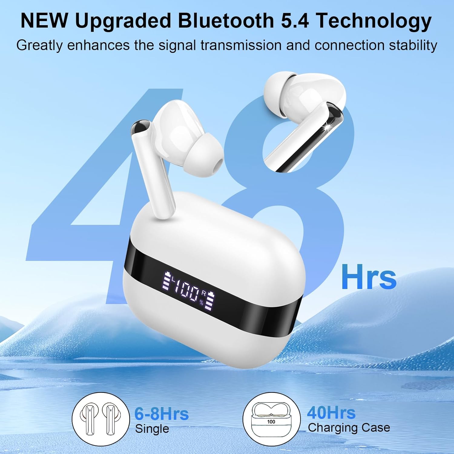 Thumbnail 5 de Wireless Earbuds Bluetooth 5.4 in-ear headphones with 4-mic ENC, deep bass and IP7 waterproof, 48H playtime (USB-C)
