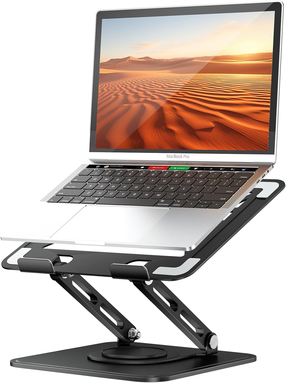 Detalle de tounee Laptop Stand for Desk — Adjustable, 360° Rotating Base, Ergonomic Riser for All Laptops 10–15.6" (Black)