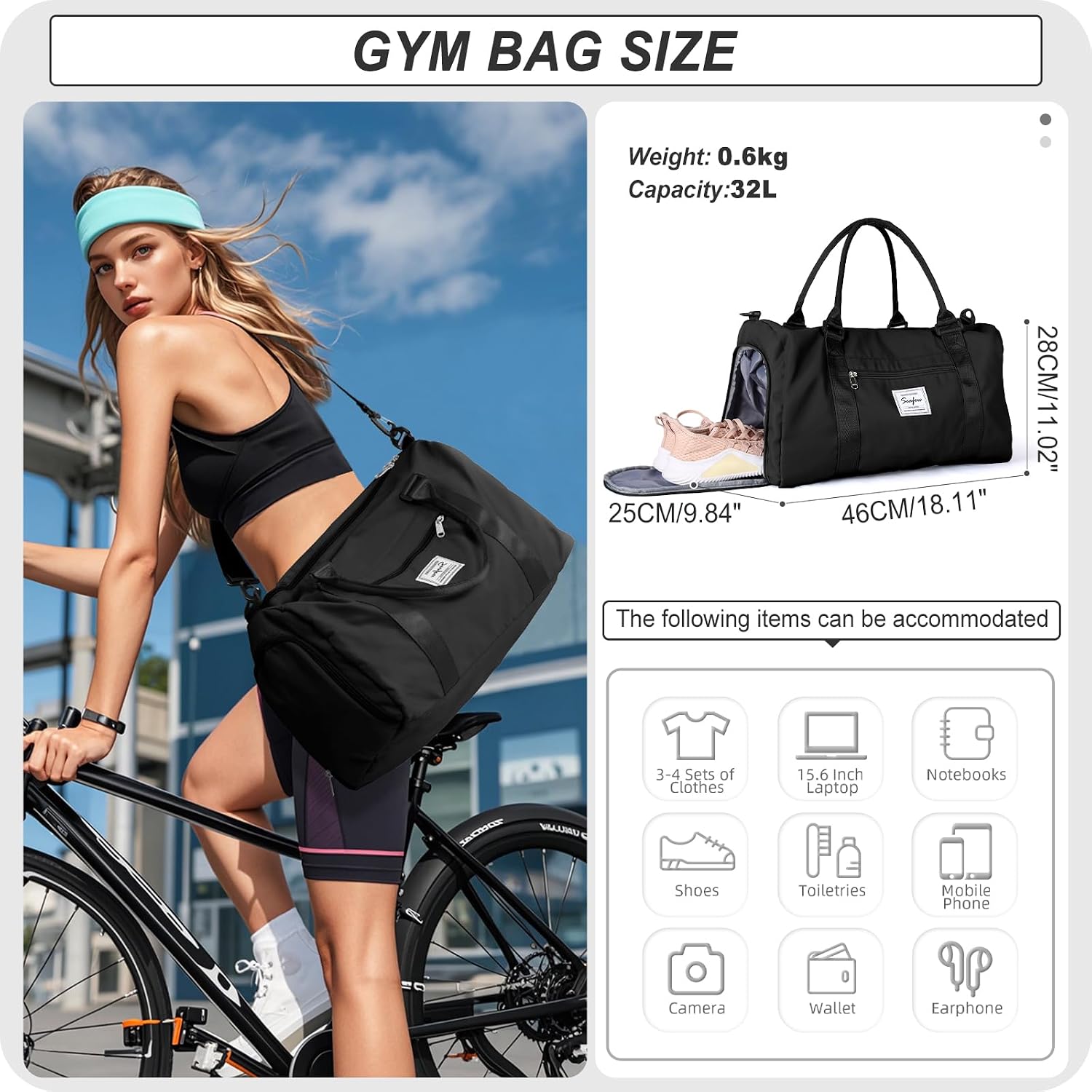 Detalle 2 de HYC00 Gym Duffle Bag 32L