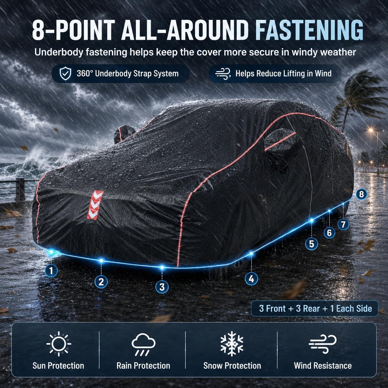 Thumbnail 1 de SUV Car Cover Waterproof All Weather with 8-Point Fastening (Fits 181-190 in)