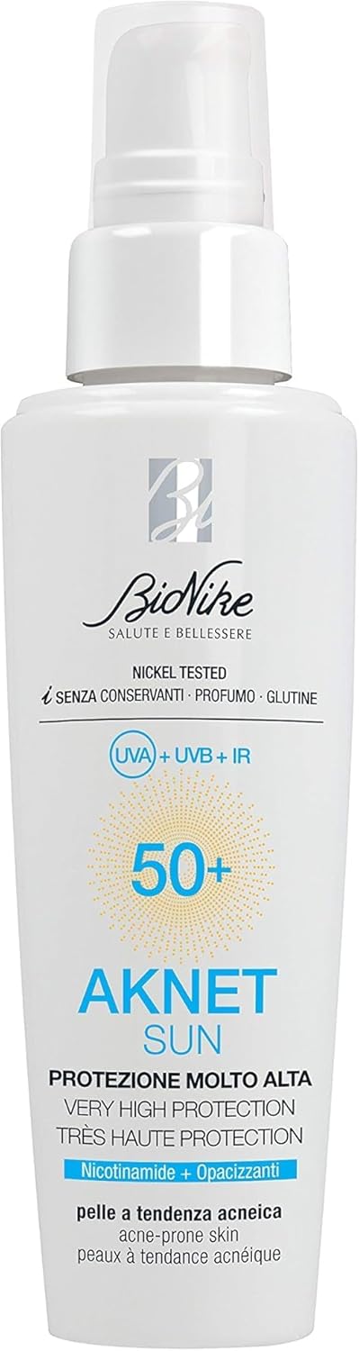 Detalle de BioNike Aknet Sun SPF 50+ Fluido Solare Viso per Pelli Acneiche