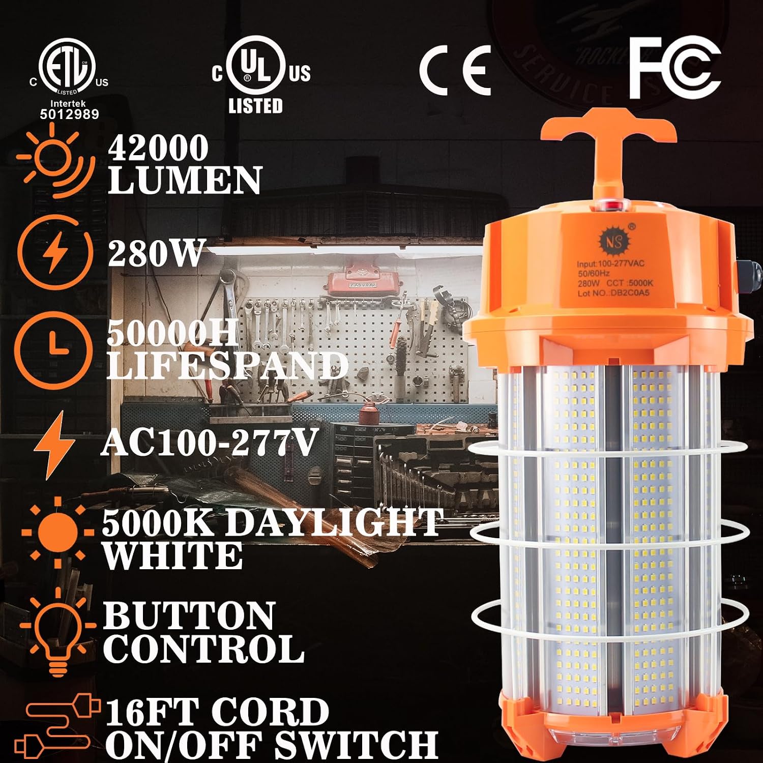 Detalle de NS 280 280W LED Work Light, 42,000 Lumens, 5000K Daylight