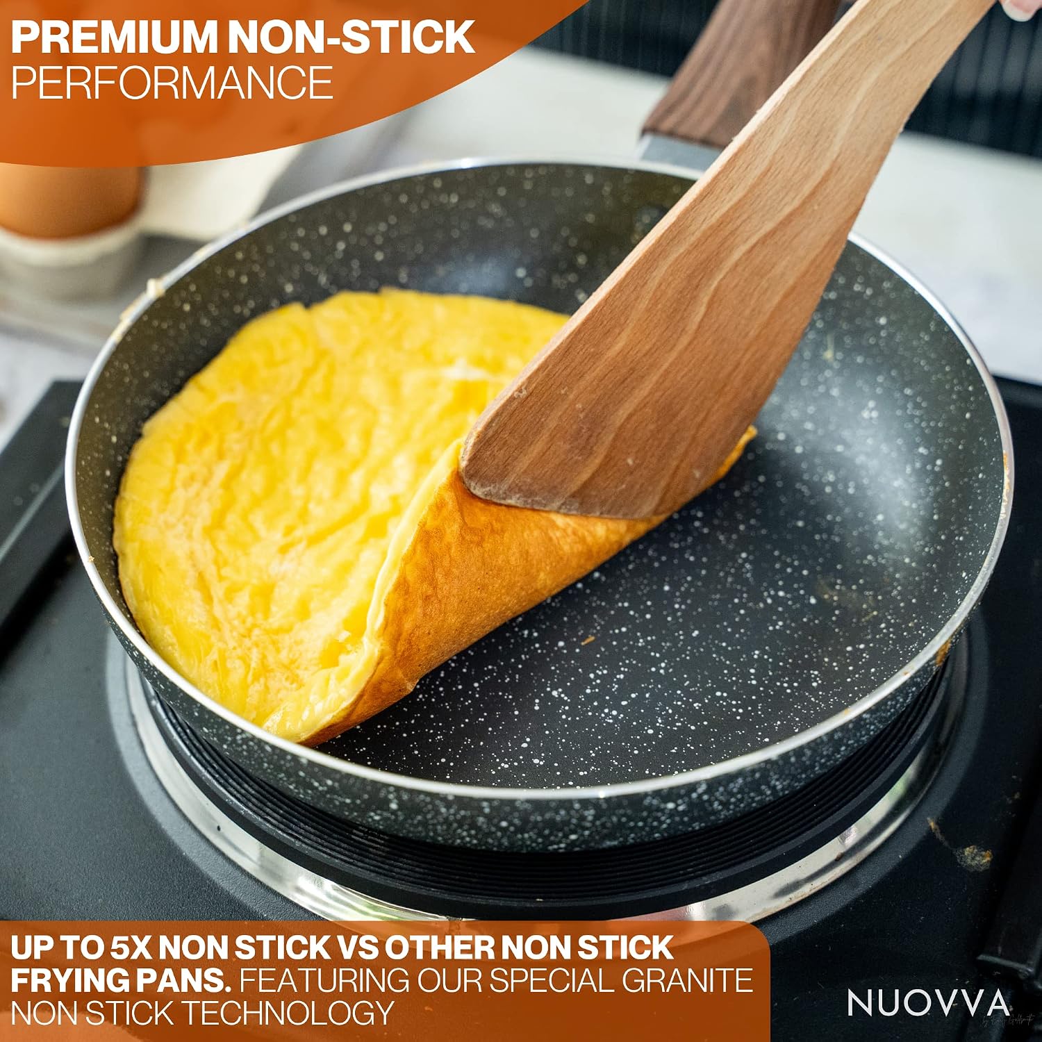 Thumbnail 6 de nuovva Induction Hob Pan Set (3-Piece) – 20cm, 24cm & 28cm Marble Non-Stick Frying Pans