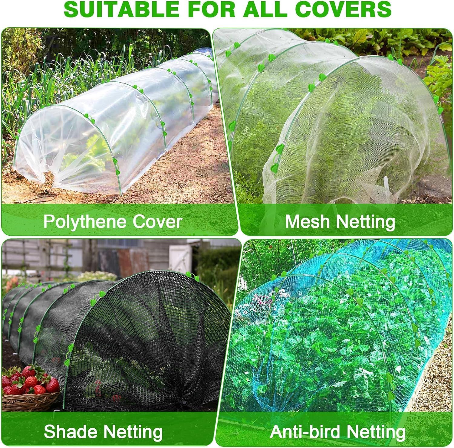 Thumbnail 3 de 36pcs Garden Hoops for Raised Beds: Flexible Fiberglass Tunnel Kit with Clips