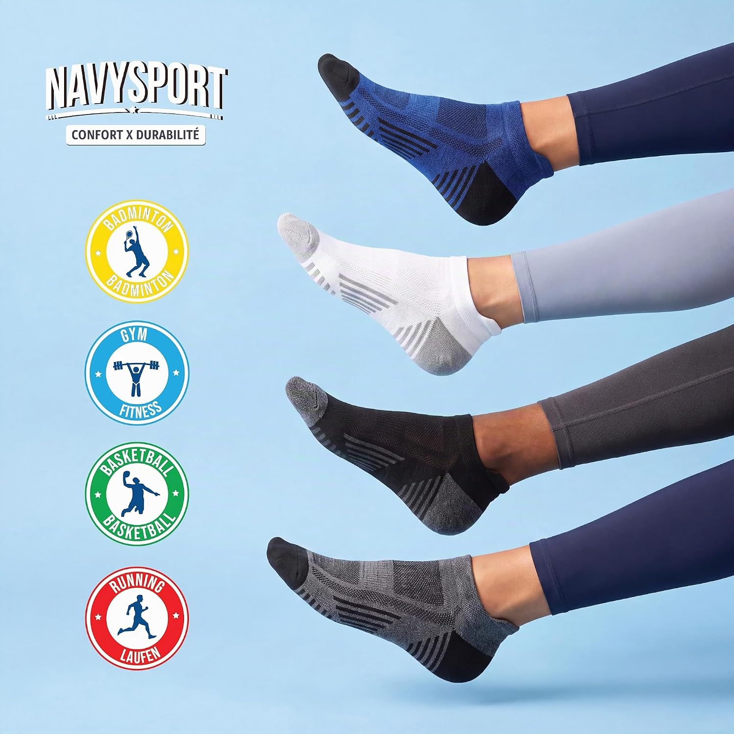 Detalle 1 de NAVYSPORT herensportsokken, 6 paar van gekamd katoen met elastische boord