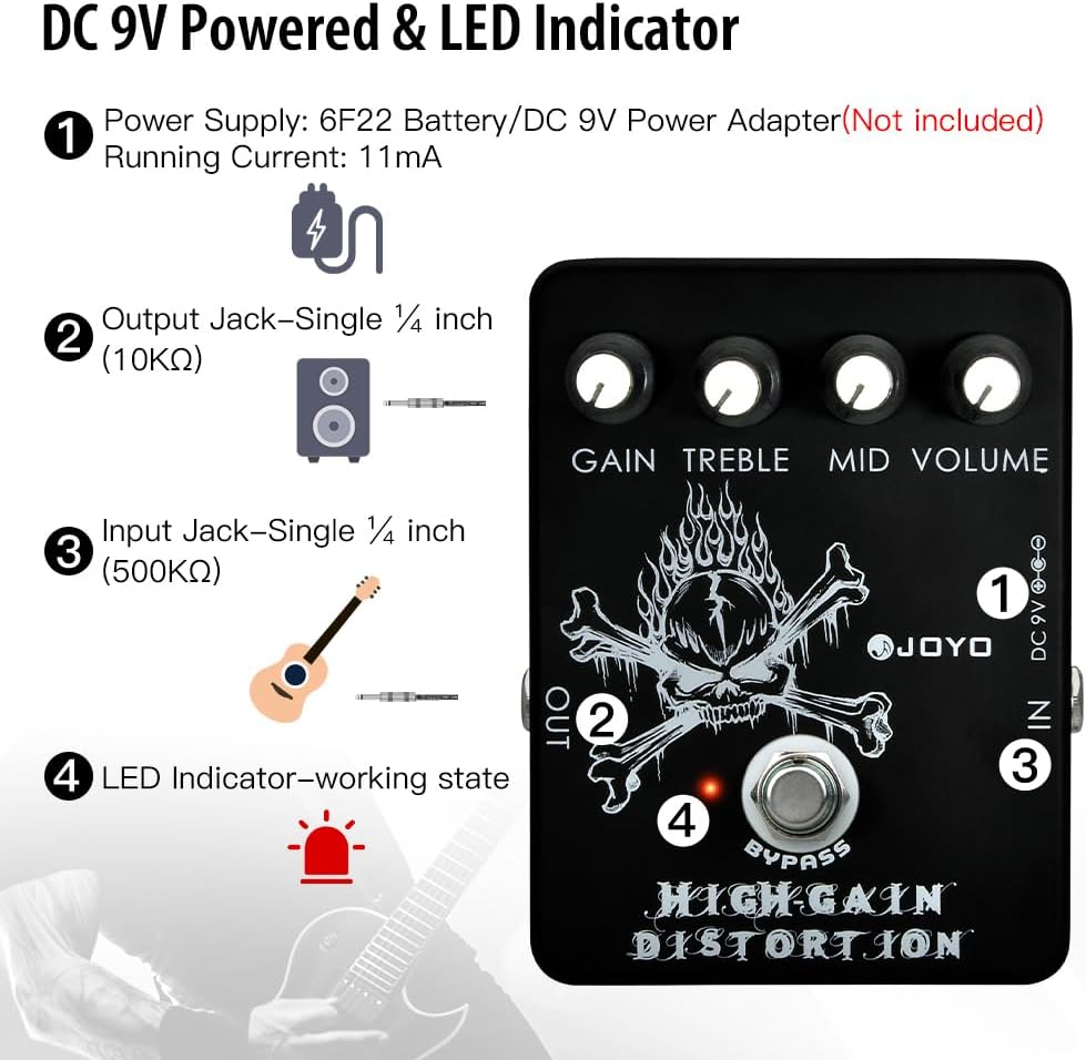 Thumbnail 5 de JOYO JF-04 High Gain Distortion Guitar Pedal with Full-Range EQ