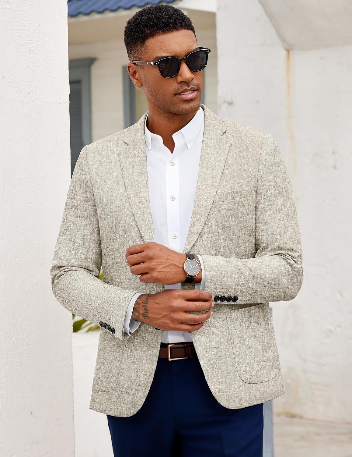 Detalle 2 de COOFANDY Men’s Casual Blazer Slim Fit Sport Coat — Lightweight Two-Button Suit Jacket