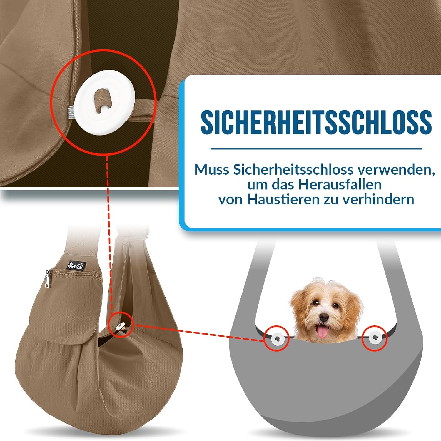 Detalle de SlowTon Hundetragetasche – verstellbarer Schultergurt, wasserdicht, für kleine Hunde bis 3,6 kg