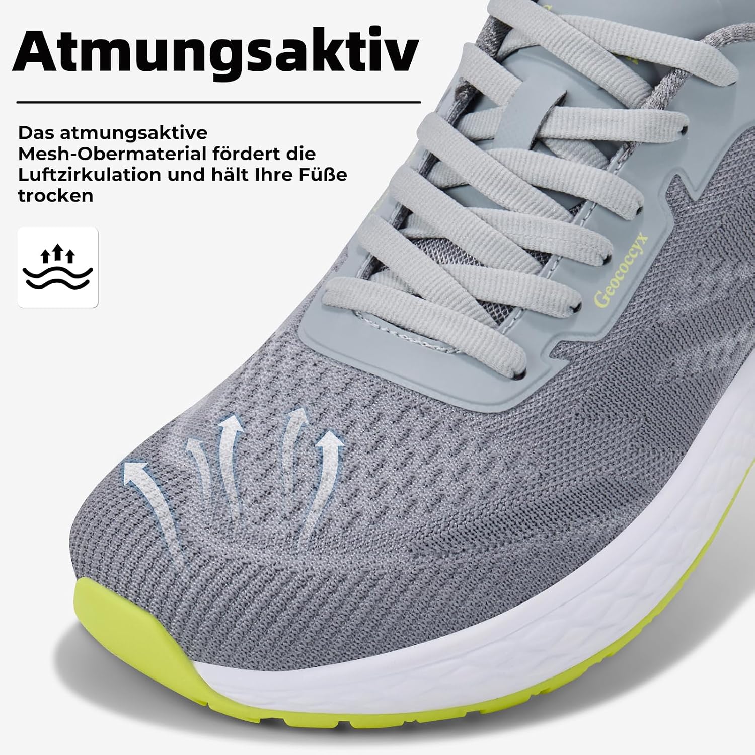 Detalle de Geococcyx Herren-Sportschuhe mit breiter Zehenbox, atmungsaktiv und rutschfester Laufsohle